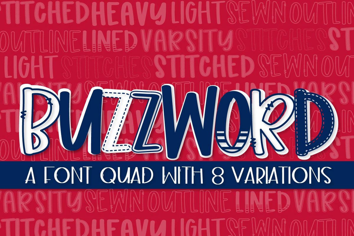 Buzzword - A Font Quad With 8 Variations example image 1