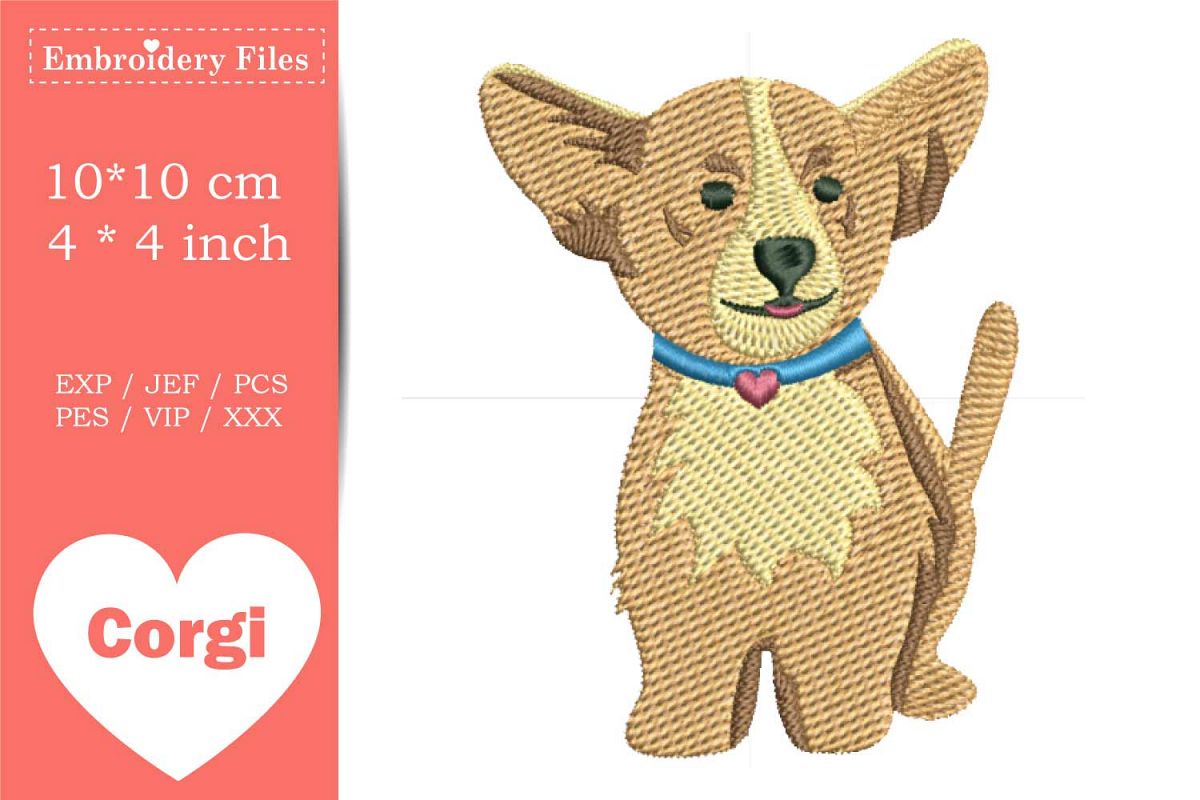 Cute little Corgi Dog - Embroidery File example image 1