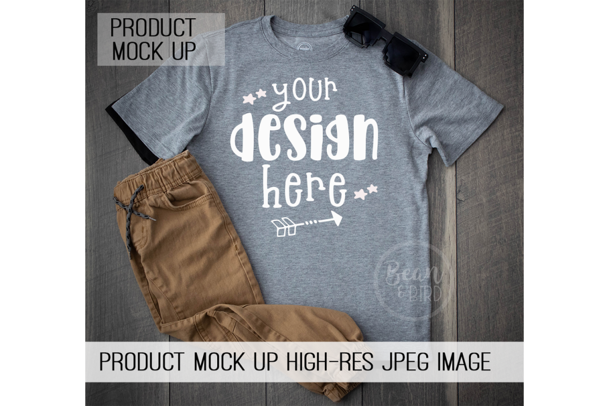 Kids Grey Shirt Mock up Product Mock Up example image 1