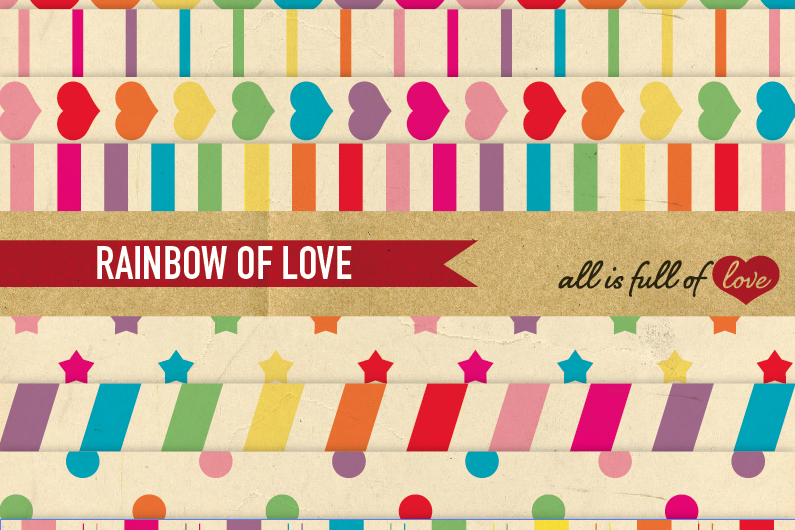 Vintage Digital Paper Rainbow Geometric Background Patterns example image 1
