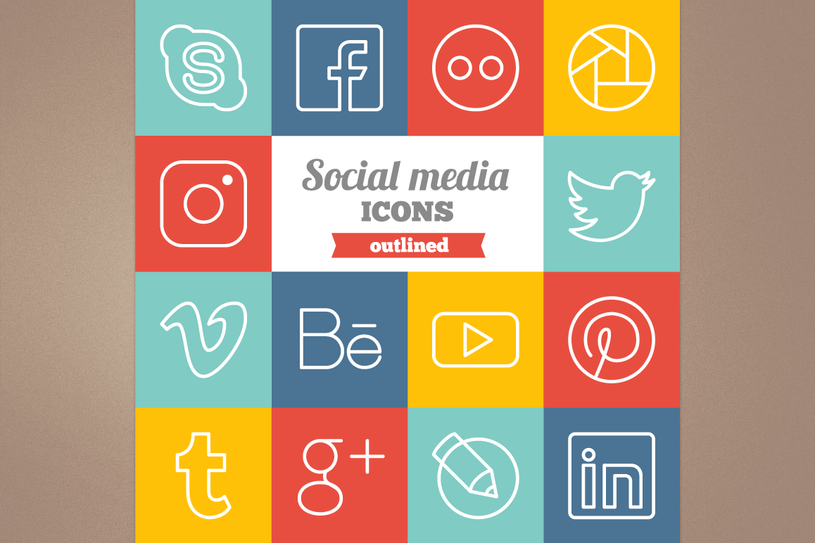 Outlined Social Media Icons example image 1
