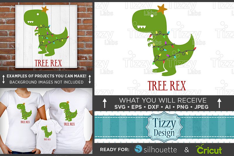 Download Christmas Tree Dinosaur - Dinosaur SVG - TRex SVG - T-Rex ...