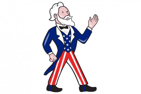 Uncle Sam Waving Hand Crest Cartoon example image 1