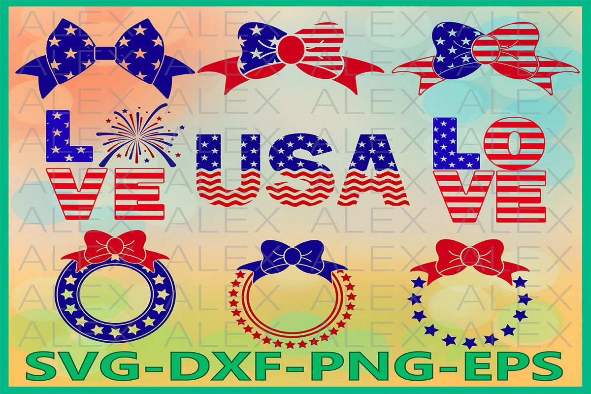 4th of July Svg, Flag Bow SVG, Patriotic Svg, American Svg example image 1