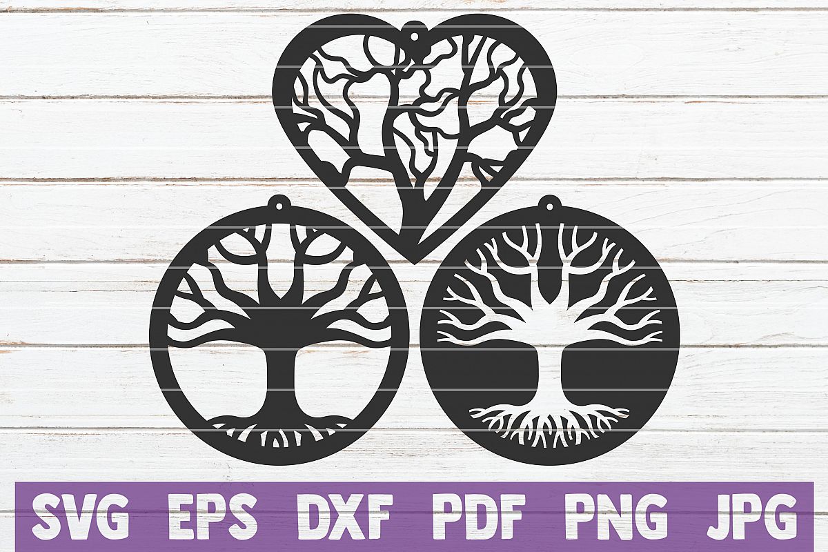 Tree Earrings SVG Cut File | commercial use example image 1