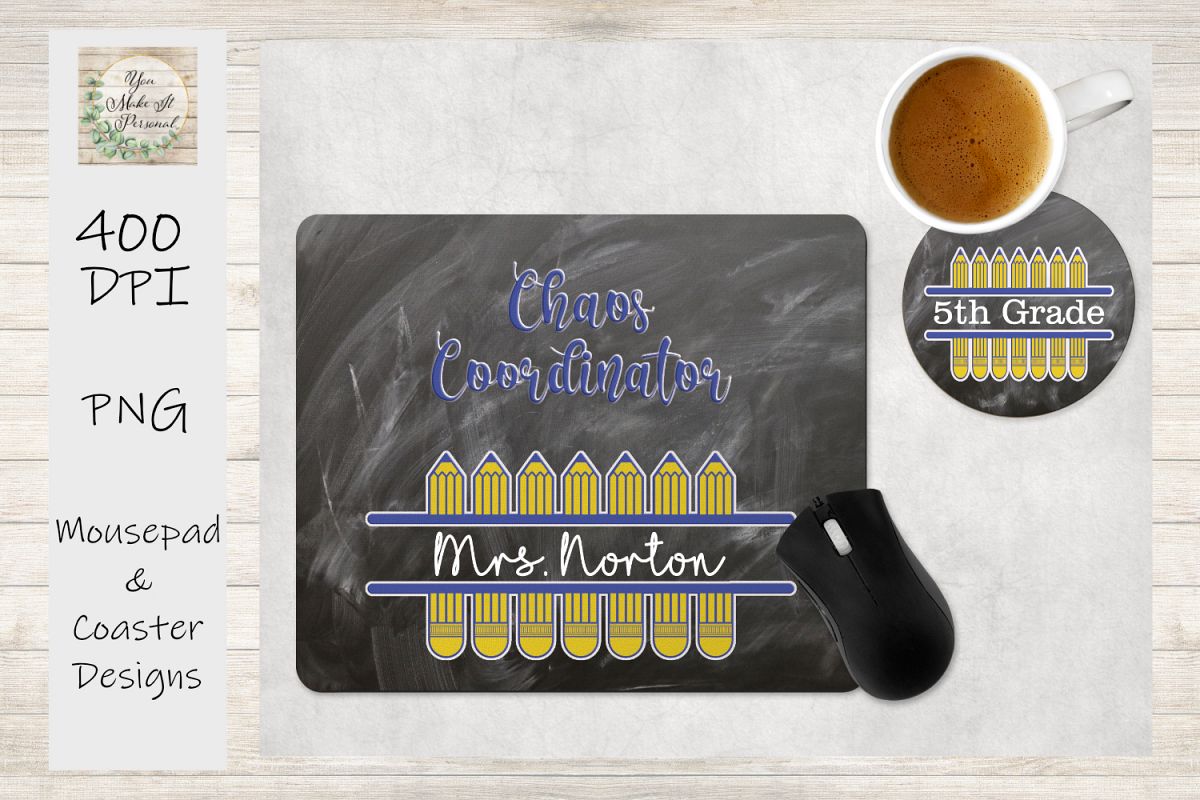 Mouse Pad and Coaster Set - Teacher Gift, For Sublimation example image 1