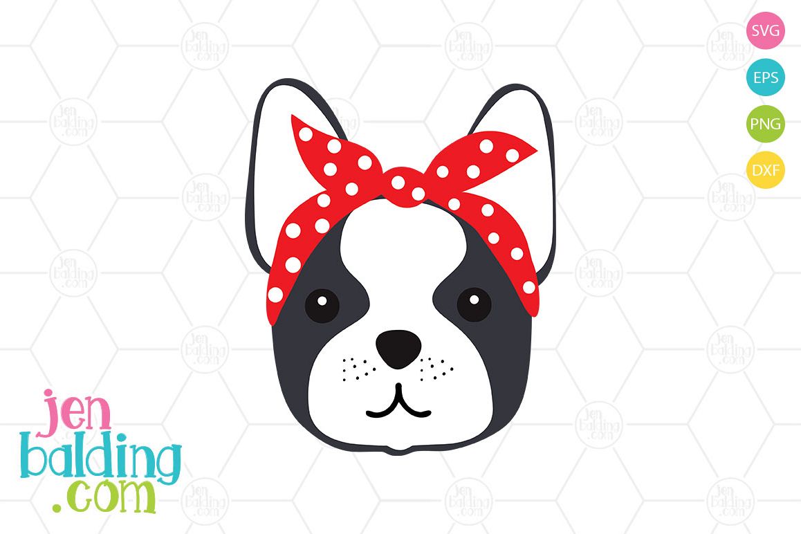 Frenchie With Bandana SVG example image 1
