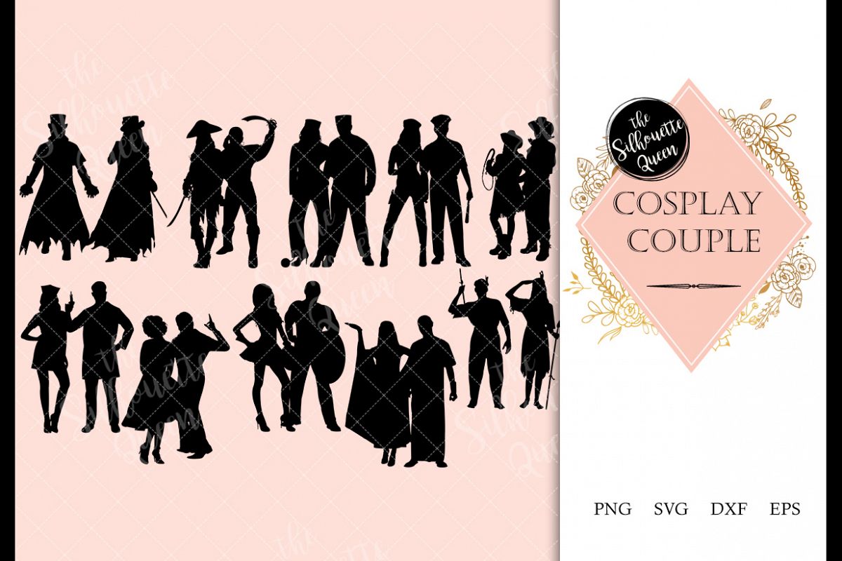 Cosplay Couples svg file, svg cut file, silhouette studio example image 1