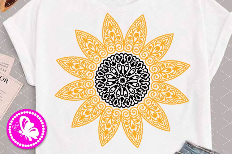 Download Sunflower zentangle art Colored Mandala svg Home wall art