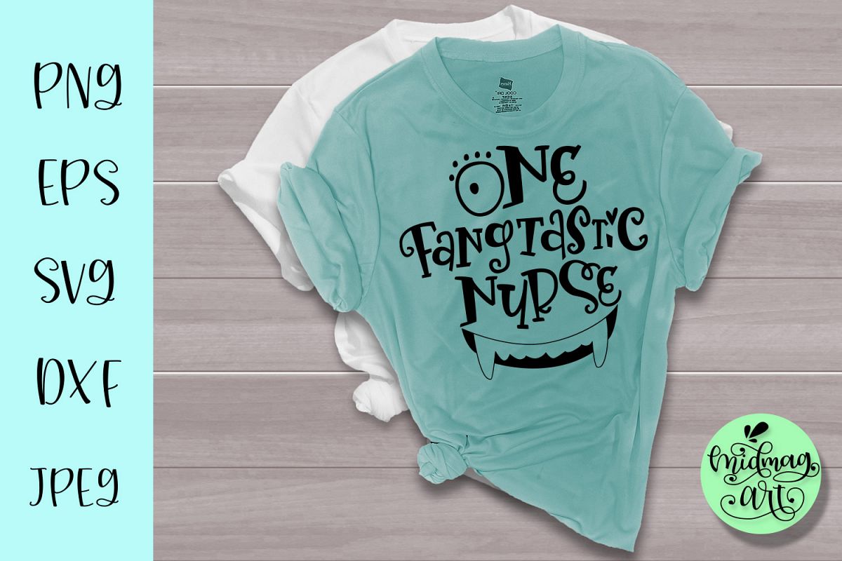 One fangtastic nurse svg, nurse halloween svg example image 1
