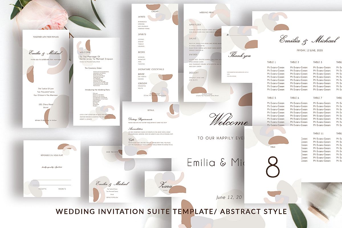 Abstract style Wedding Invitation Suite example image 1