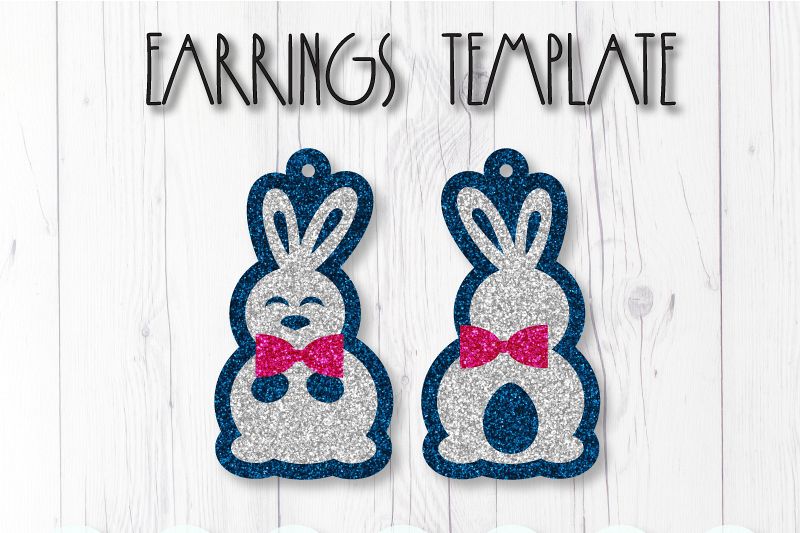 Rabbit earrings template SVG, DIY earrings template example image 1