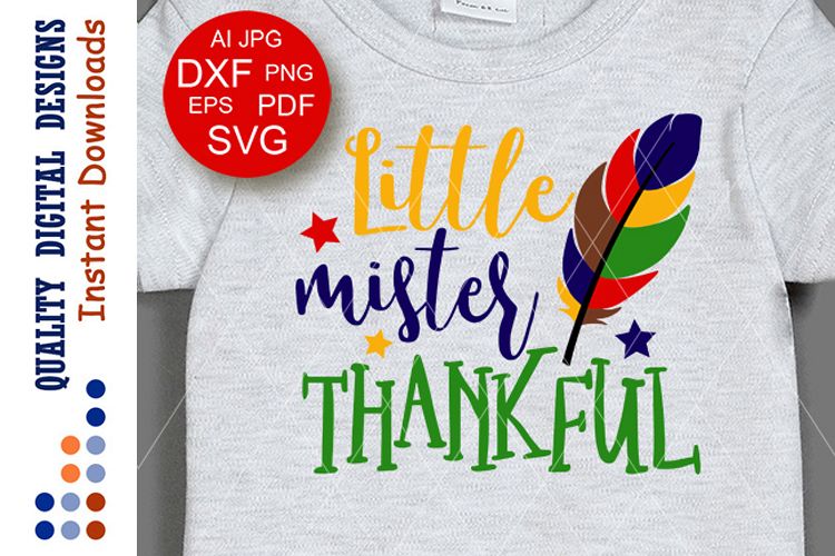 Thanksgiving decor Little mister thankful svg saying Cricut example image 1
