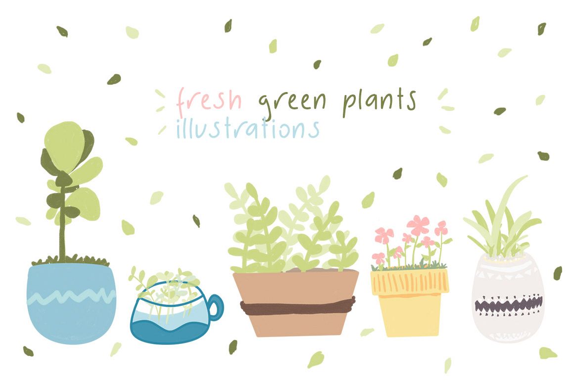 fresh green plants illustrations example image 1