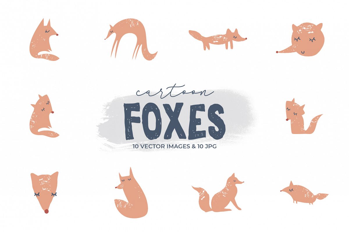 Cute cartoon foxes clip art set example image 1