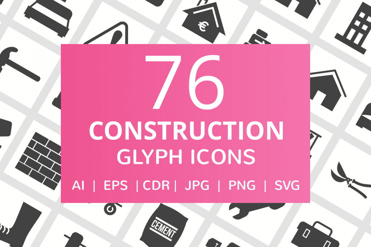 76 Construction Glyph Icons example image 1