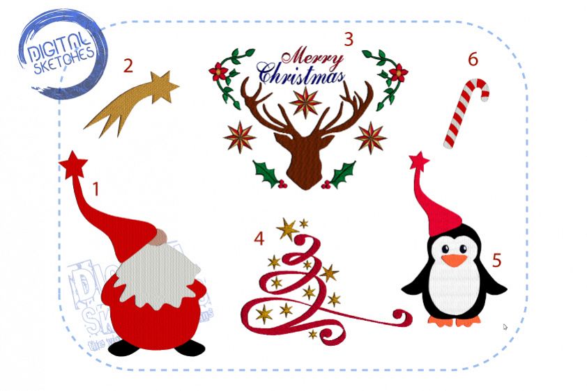 Christmas Machine Embroidery Design Set Merry Christmas Deer example image 1