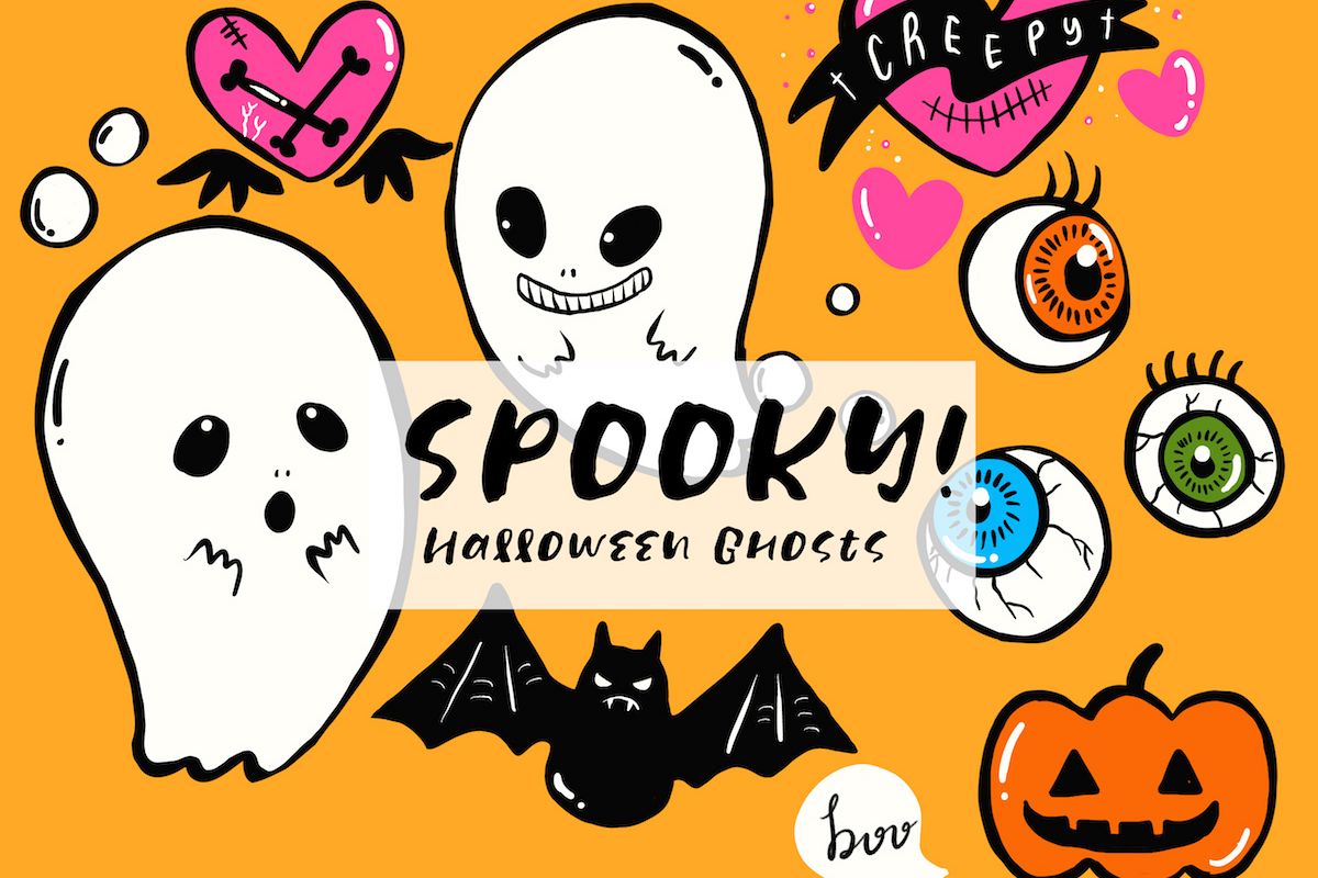 Halloween Spooky Ghosts and Elements example image 1