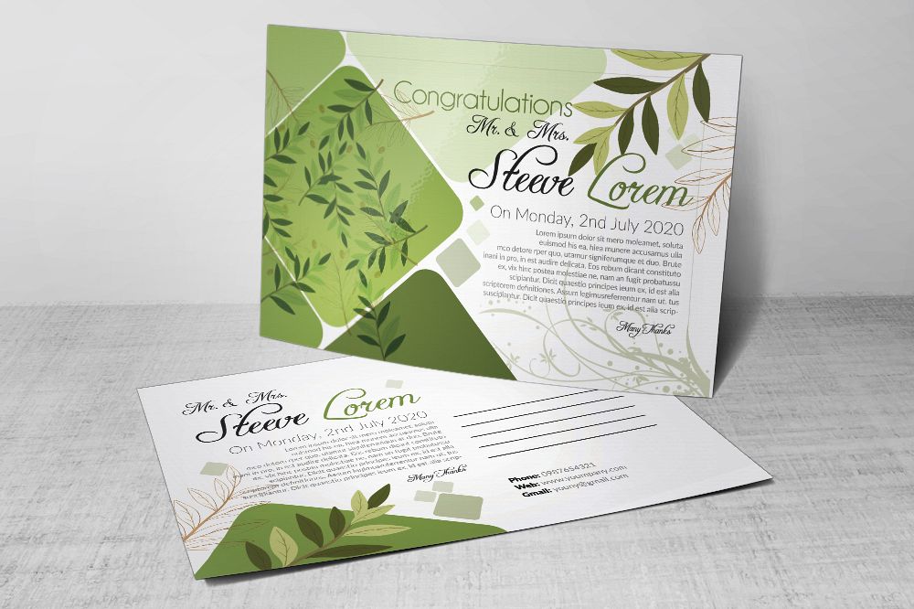 Wedding Invitation Postcard Template example image 1