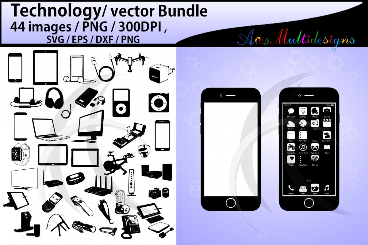 technology silhouette bundle / SVG, EPS vectors example image 1