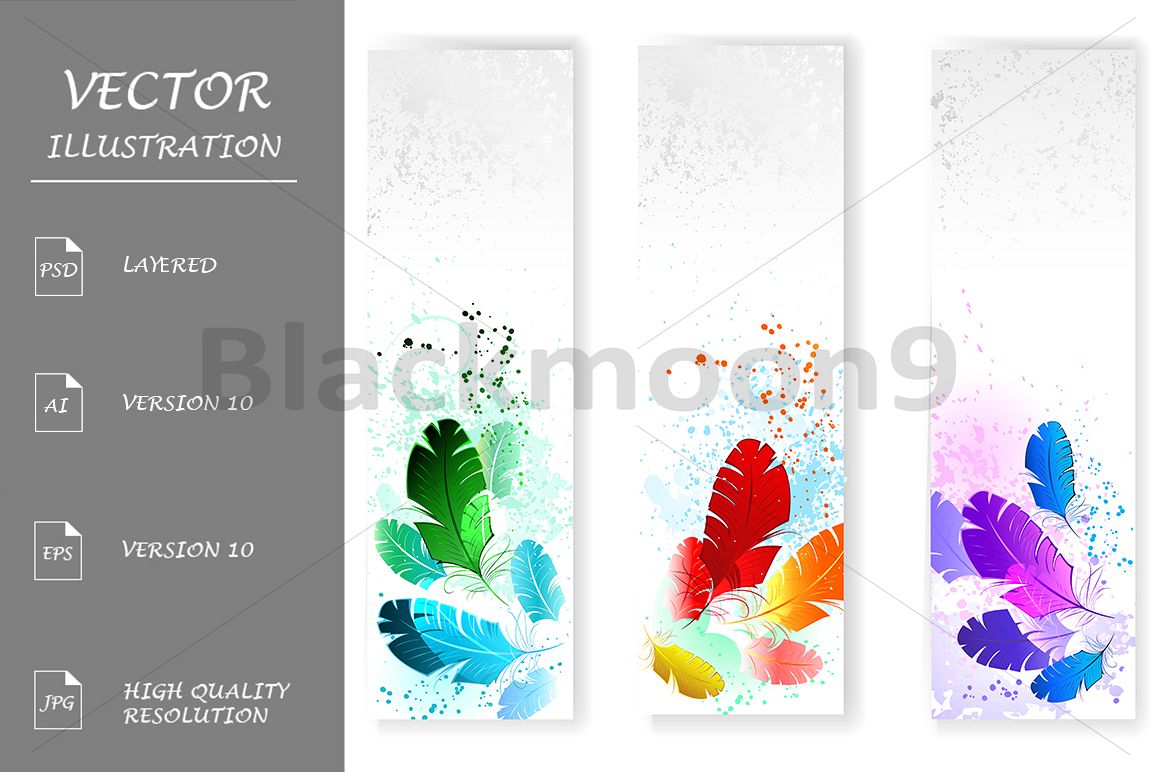 Three Banners with Colored Feathers example image 1