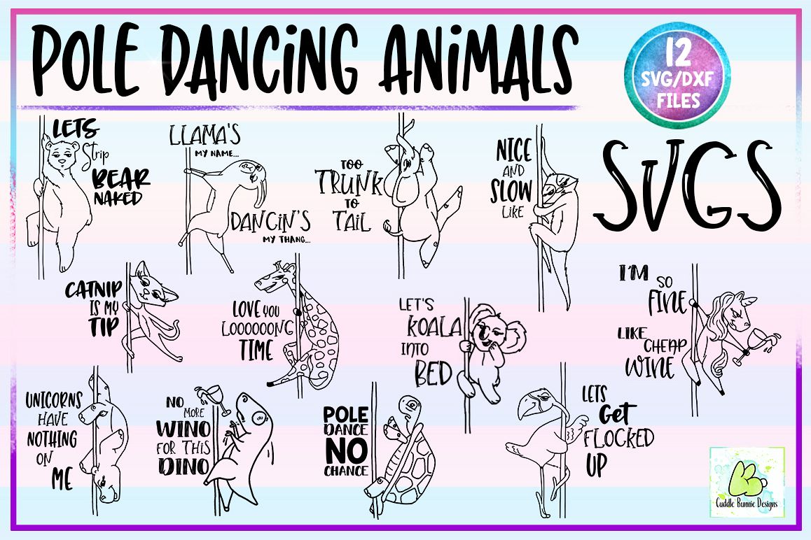 SVG, DXF, Animals, Funny Animal, Stripper Pole, Pole Dancing