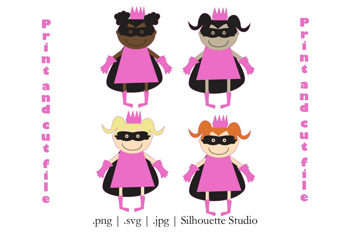 Super Hero princesses Print and cut file| silhouette Cameo example image 1
