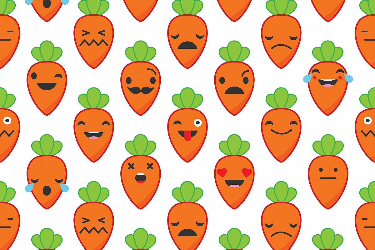 Seamless background with Carrots emotions. Vector illustration. Textile rapport. example image 1