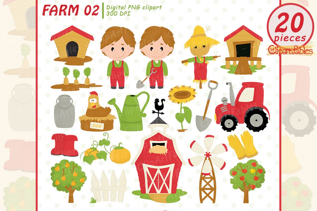 FARM clipart, Barnyard clip art, Old Macdonald had a farm example image 1