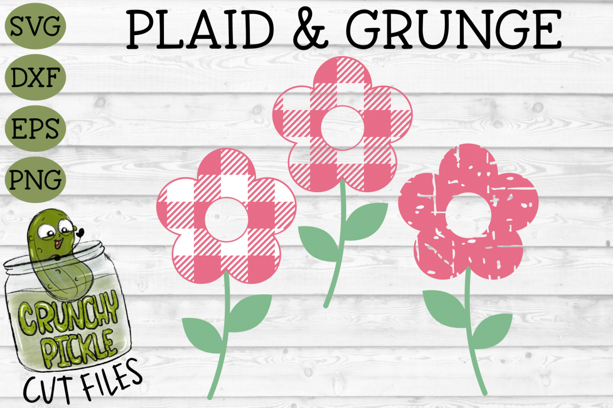Plaid & Grunge Flower SVG Cut File example image 1