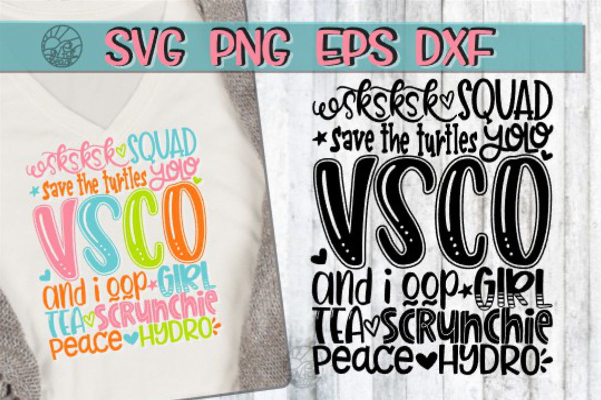 SKSKSK - VSCO Girl - SVG PNG EPS DXF example image 1