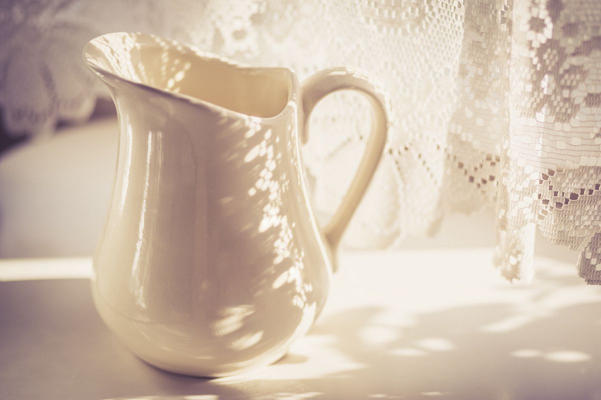 Milk Jug with Lacy Shadow - Warm Tone