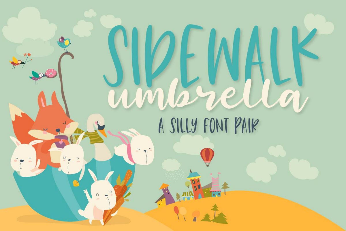 Sidewalk Umbrella - A Script & Print Font Duo - Font Pair example image 1