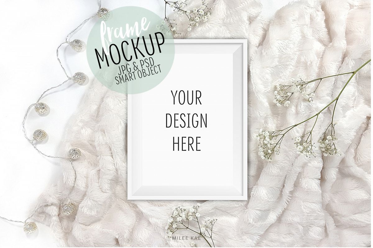 White frame mockup, JPG & PSD example image 1