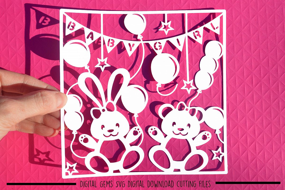 Baby Girl paper cut SVG / DXF / EPS files example image 1