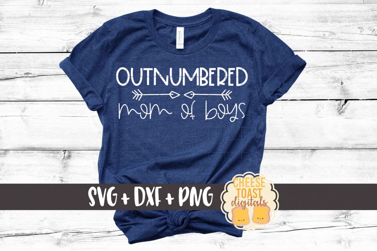 Outnumbered Mom of Boys - Funny Mom SVG PNG DXF Cut Files example image 1