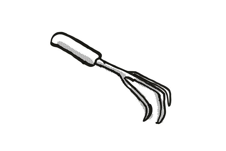 Cultivator Garden Tool Cartoon Retro Drawing example image 1