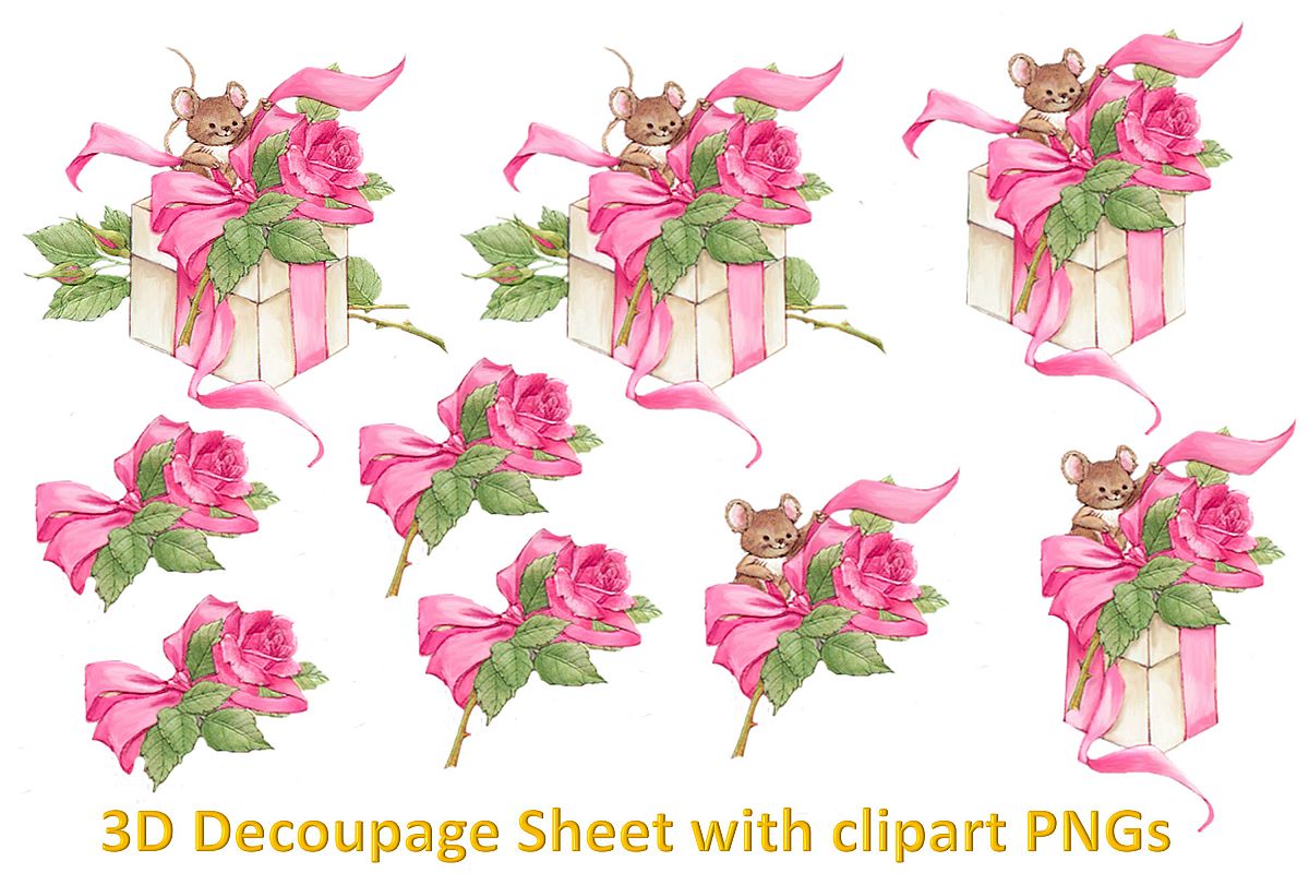 Floral Decoupage sheet or collage sheet. Printable and PNGs example image 1