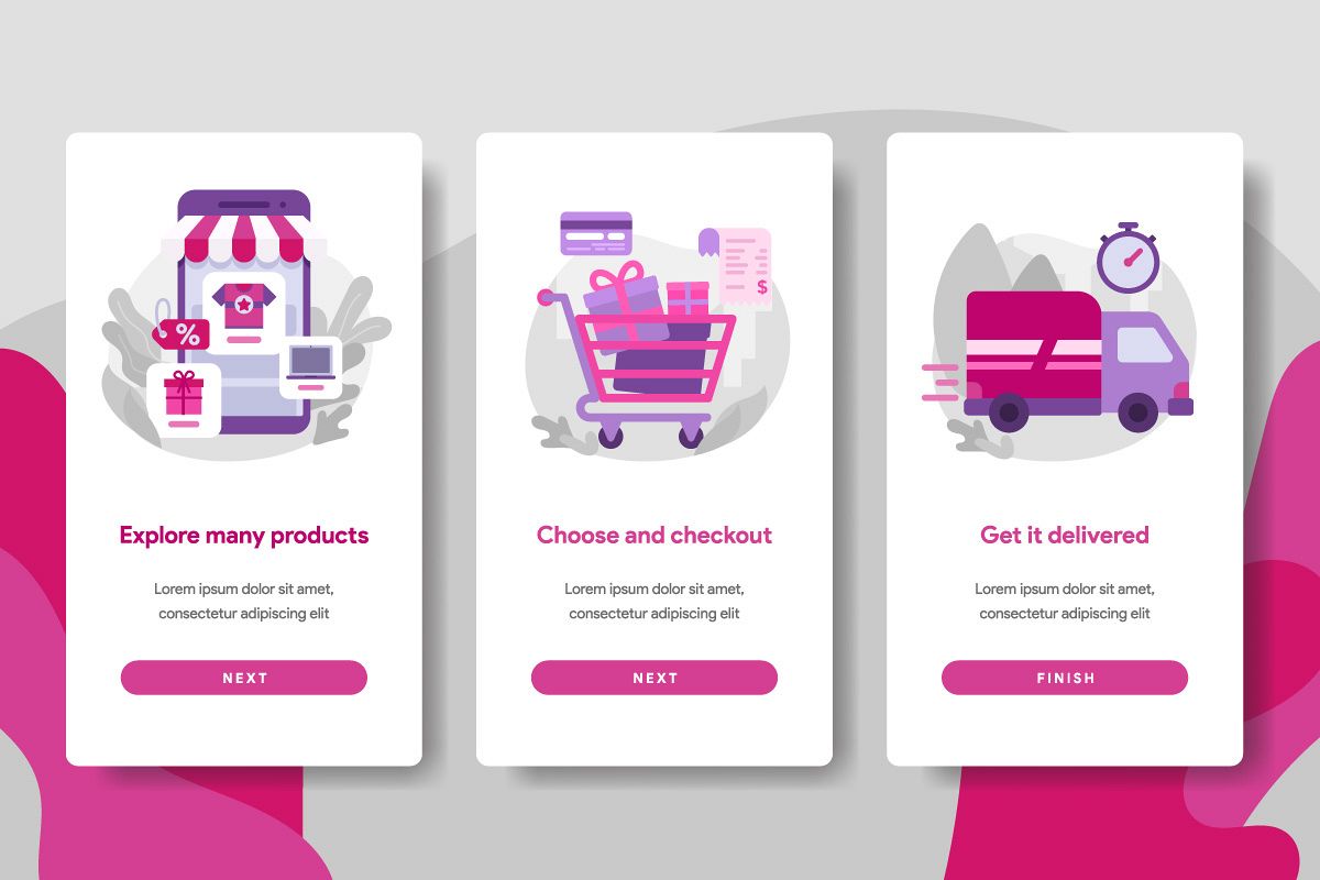 Onboarding screen page template of Online Shopping example image 1