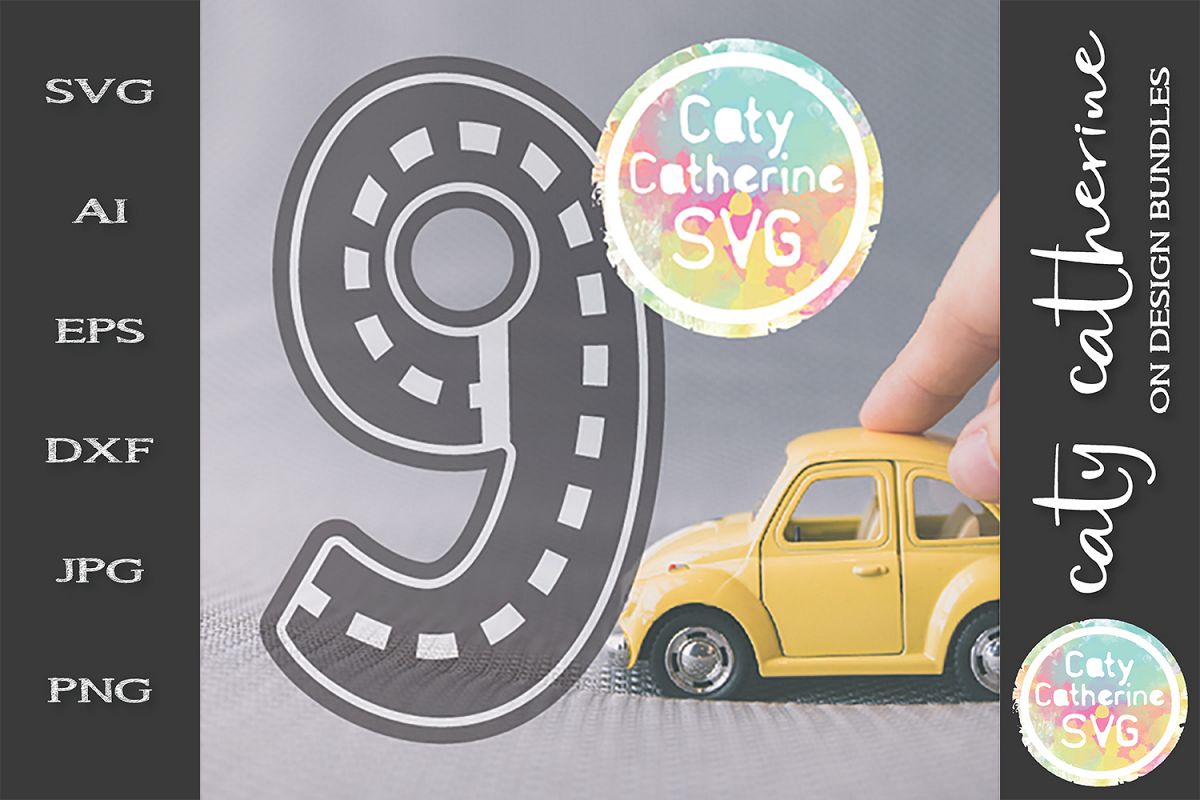 Road Map Kids Birthday Number Nine SVG Cut File example image 1