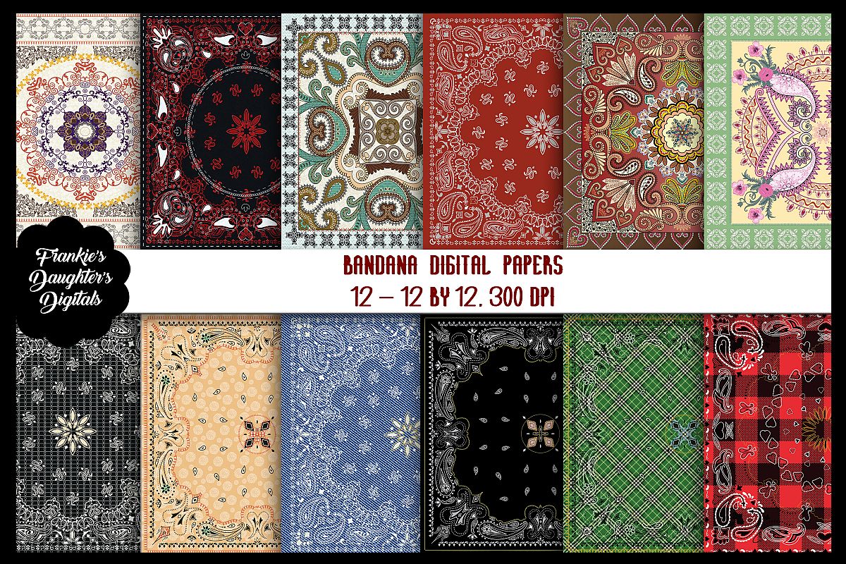 Bandana . Bandanna Digital Papers, Country Western example image 1