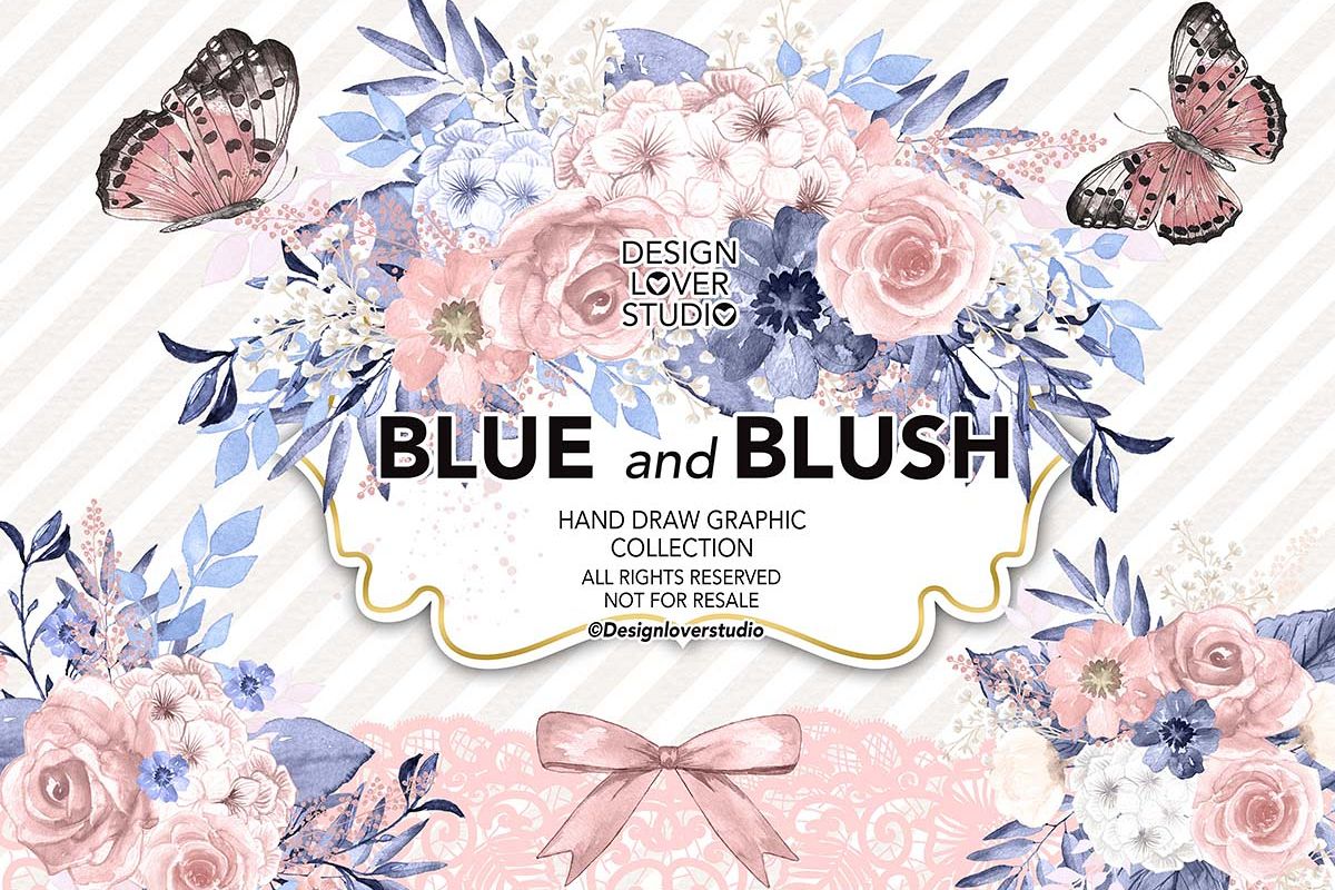 Watercolor Blue and Blush collection example image 1