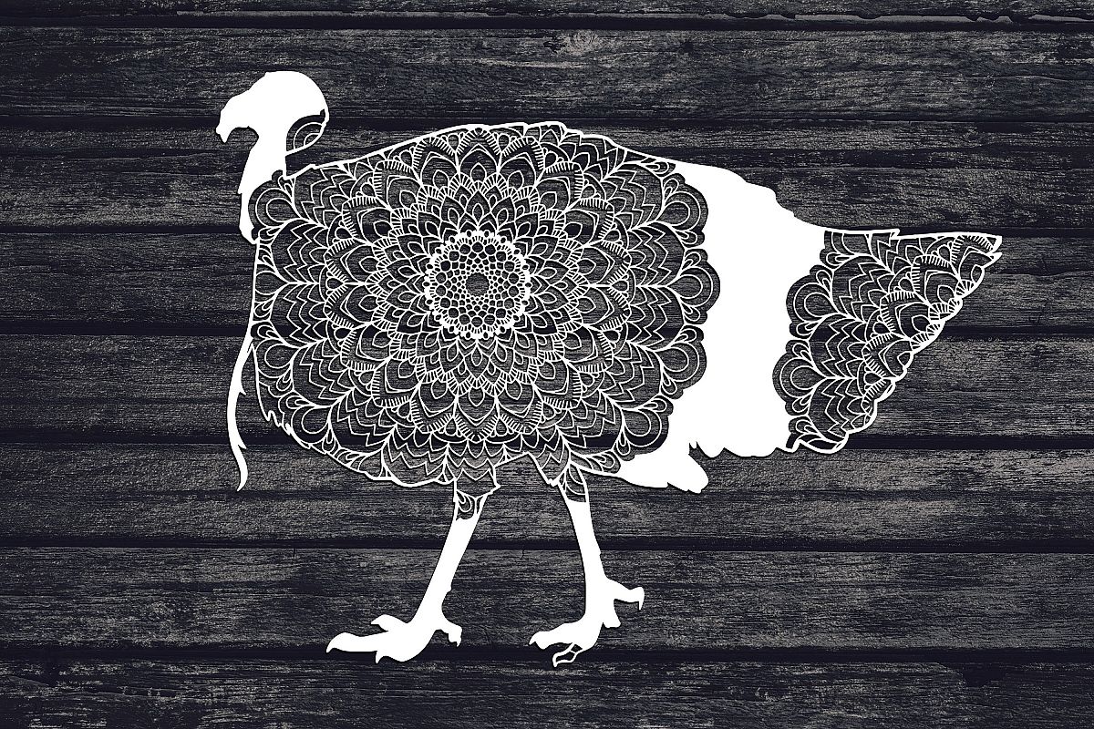 Mandala Turkey Svg, Turkey Svg, Mandala Svg, Zentangle Svg example image 1