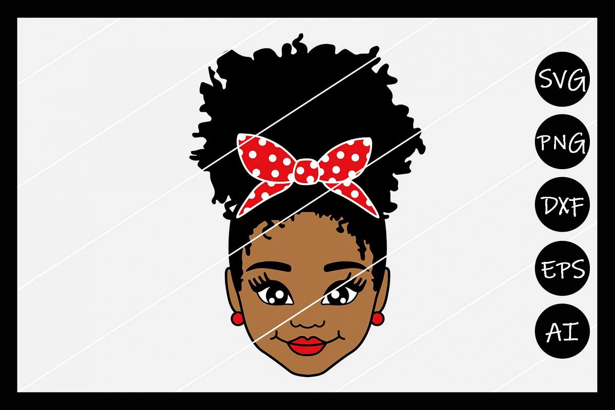 African American Afro Girl Puff SVG, Silhouette Cameo, Cut example image 1