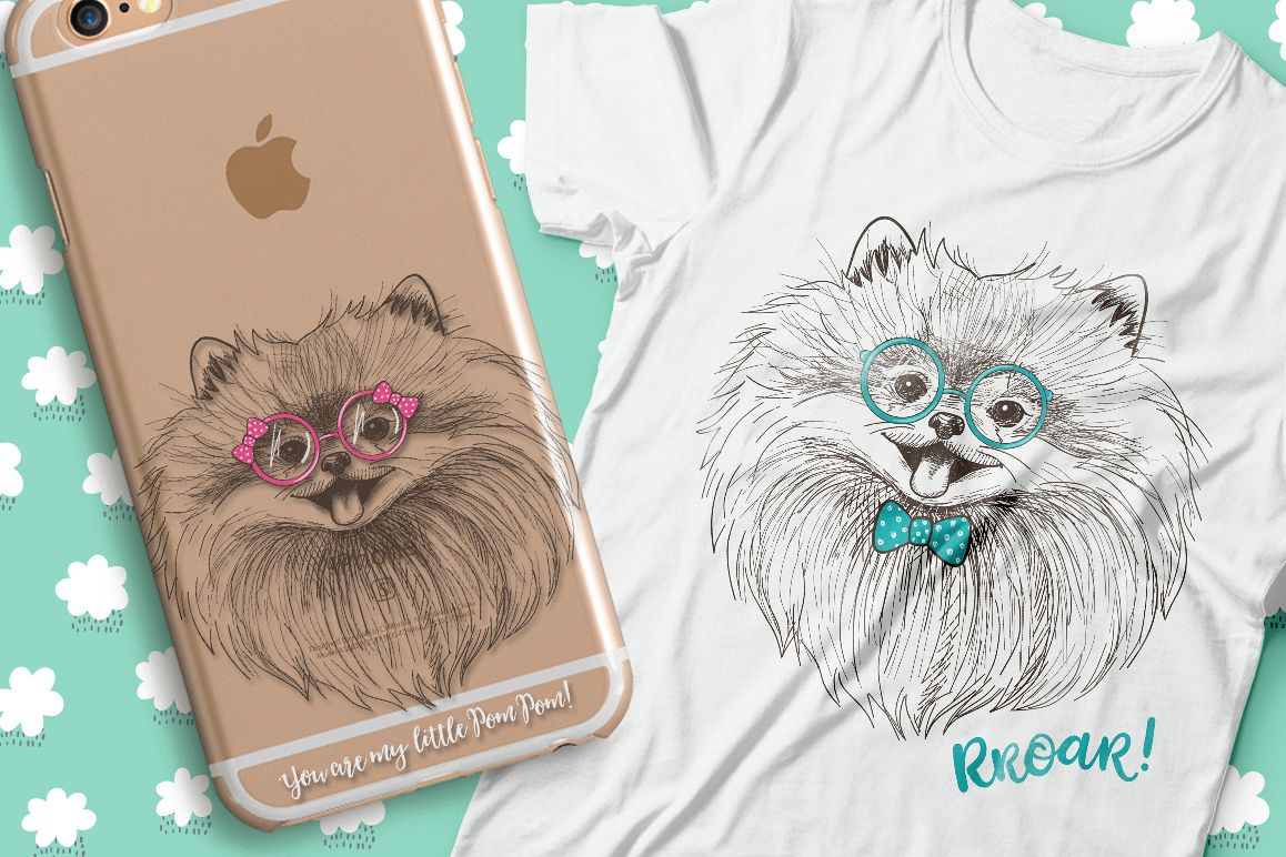 Pomeranian dogs print + bonus! example image 1