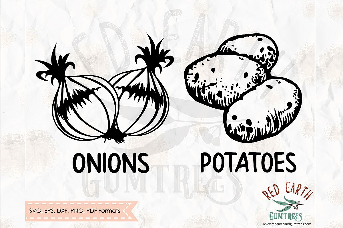 Rustic kitchen potato and onions sack decals SVG,DXF,PNG,EPS example image 1