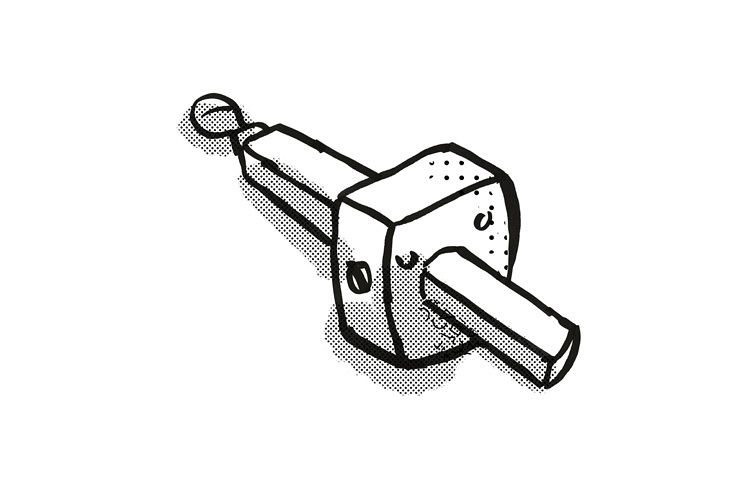 mortise gauge Woodworking Hand Tool Cartoon Retro Drawing example image 1