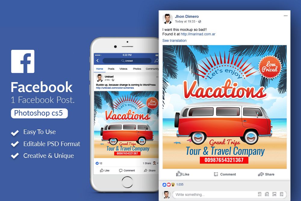Tour Travel Facebook Post Banner example image 1