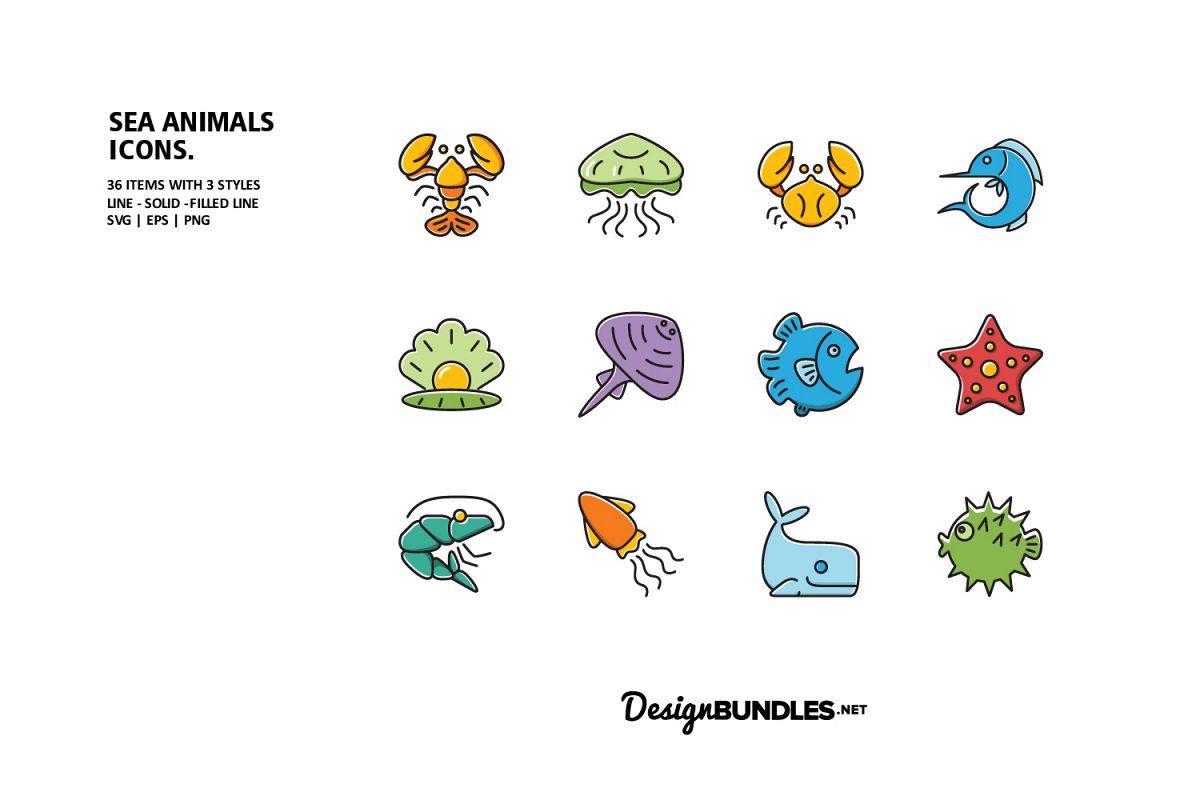 Sea Animals Icons example image 1