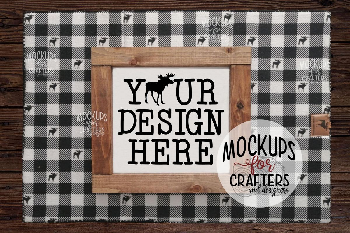 Wood Sign Mock-Up - Buffalo Plaid & Moose Accessories example image 1